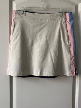 Lady Hagen Cream Mini Skirt with Pink and Light Blue Side Panels